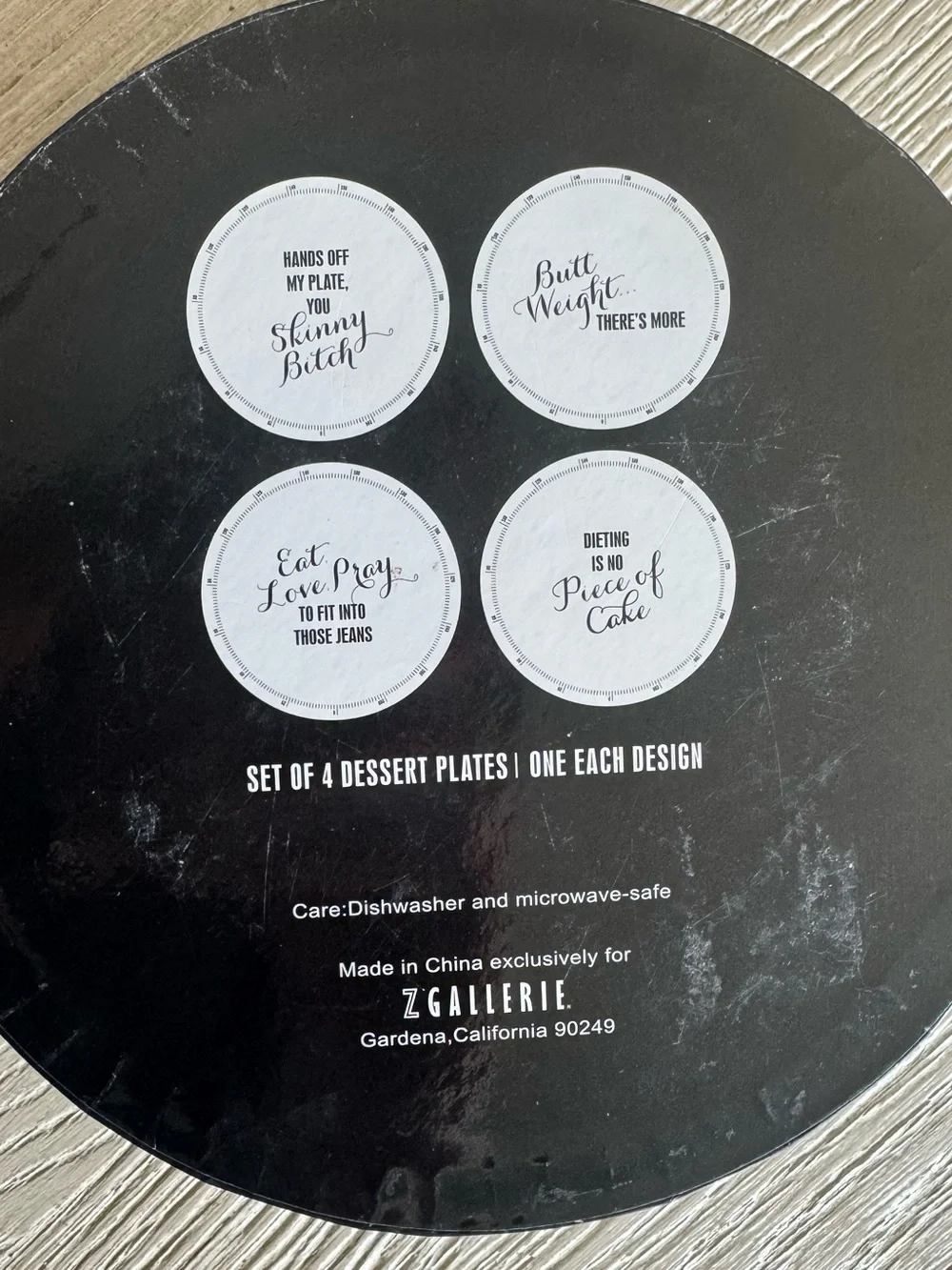 Z Gallerie Weight for Dessert Porcelain Plates, set of 4